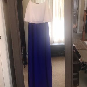 White and blue maxi dress